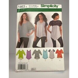 Simplicity 1463 Asymmetrical Hem Pullover Pattern Sizes XXS-XXL - 6 Variations